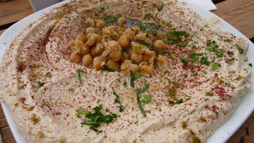 Hummus on the beach in Tel Aviv