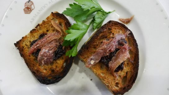 Toast, anchovies and prunes